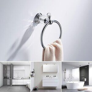NEW Chrome Towel Ring, Crystal Hand Towel Holder Polished Bath Towel